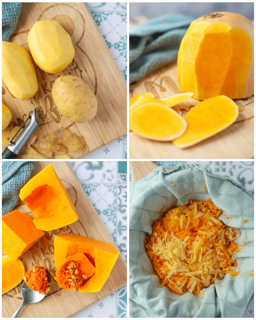 Herbstliches Kürbisgericht: Knusprige Rösti mit Butternusskürbis & Kartoffeln. Einfaches Familienrezept – schnell gemacht & vielseitig abwandelbar.